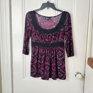 AB Studio Babydoll Pink and Black Top